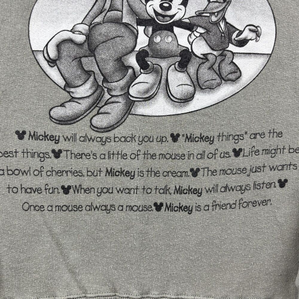 Disney Parks Unisex Mickey Mouse Sweatshirt Vintage 90s Made in USA Large P291 - Picture 3 of 11